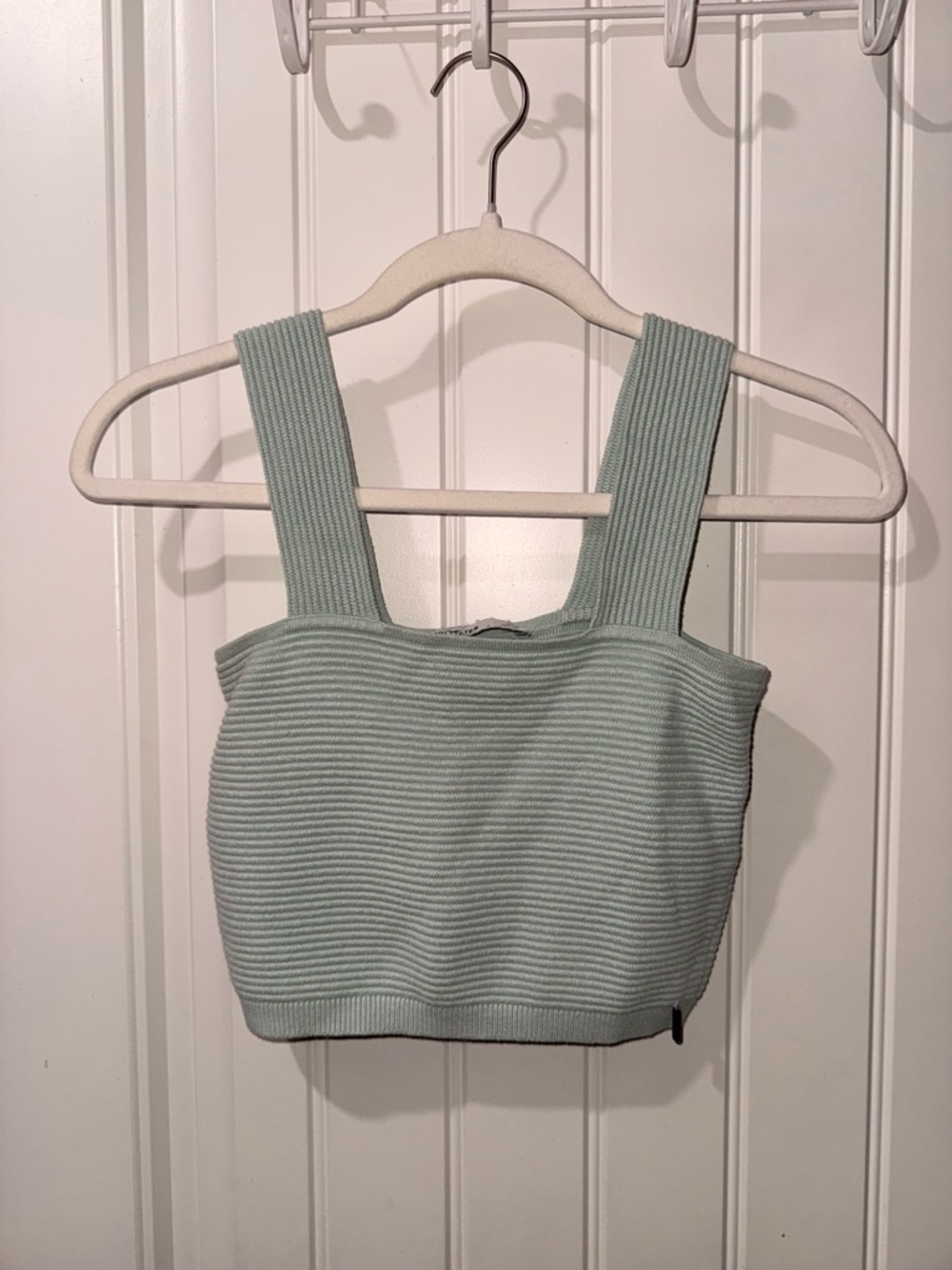 Cropped Ribbed Tank Top - Light Sage